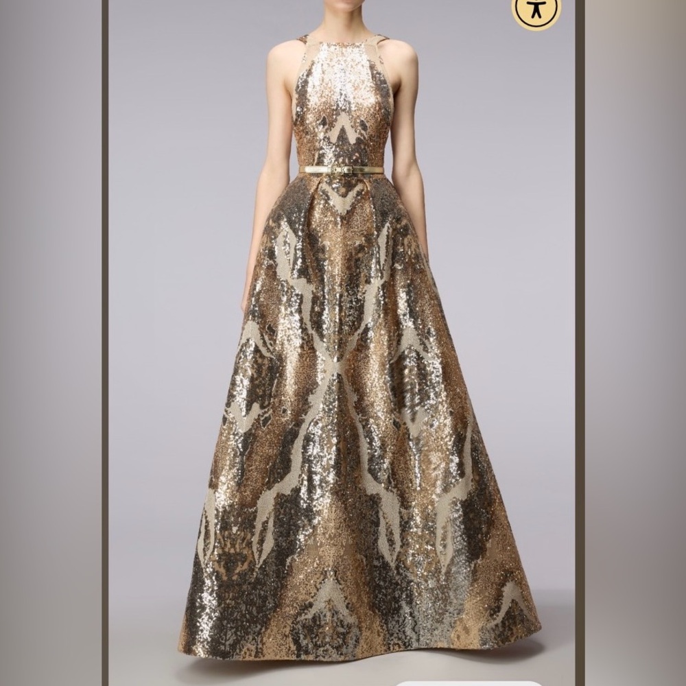 ELIE SAAB sequin tulle embroidered a-line gown size 6